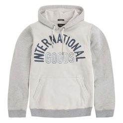 Bluza w kolorze biało-szarym. Szare bluzy męskie Pepe Jeans, Mexx, Pierre Cardin, xl, z nadrukiem, z bawełny, z kapturem, bez rękawów, bez kaptura. W wyprzedaży za 124,95 zł.
