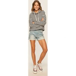 Tommy Jeans - Bluza. Niebieskie bluzy damskie Tommy Jeans, s, bez wzorów, z elastanu, bez rękawów, z kapturem. Za 449,90 zł.