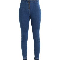 Even&Odd EXPOSED ZIPPER MID WAIST Jeans Skinny Fit blue denim. Niebieskie rurki damskie Even&Odd. Za 129,00 zł.
