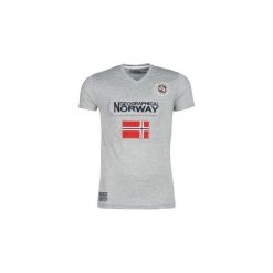 T-shirty z krótkim rękawem Geographical Norway JAYFOUR. Szare t-shirty męskie marki Geographical Norway, s, bez wzorów, bez kołnierzyka, krótkie. Za 89,00 zł.