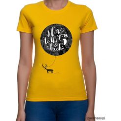 Koszulka damska. I love to the you & back. Pomarańczowe koszulki damskie marki Pakamera, z nadrukiem, bez kołnierzyka, bez rękawów. Za 79,00 zł.