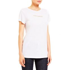 Trussardi Jeans koszulka damska 56T00242-1T003618, S biała. Białe koszulki damskie Trussardi Jeans, s, bez wzorów, z jeansu, eleganckie, bez kołnierzyka. Za 239,00 zł.