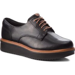 Oxfordy CLARKS - Teadale Rhea 261284394 Black Leather. Czarne półbuty damskie Clarks, bez obcasa, na płaskiej podeszwie, bez zapięcia. W wyprzedaży za 229,00 zł.
