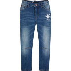 Dżinsy chłopięce ze stretchem Slim Fit bonprix niebieski "stone”. Niebieskie spodnie chłopięce bonprix, z nadrukiem, z elastanu. Za 42,99 zł.