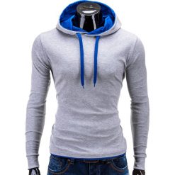 Bluzy męskie: BLUZA MĘSKA Z KAPTUREM CAMILO – SZARO-NIEBIESKA