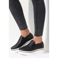 Trampki damskie slip on: Czarne Slip On Retro