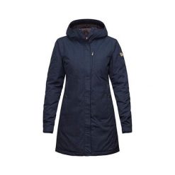 Kiruna Padded Parka W, Dark Navy | 555 | M. Niebieskie kurtki damskie m, bez wzorów, długie, bez kaptura. W wyprzedaży za 1448,66 zł.