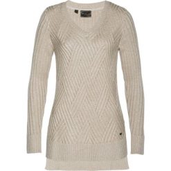 Sweter z kaszmirem bonprix beżowy melanż. Brązowe swetry damskie marki bonprix, bez wzorów, z kaszmiru, bez rękawów, bez kaptura. Za 89,99 zł.