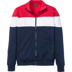 Bluza rozpinana Slim Fit bonprix ciemnoniebiesko-czerwono-biały. Czerwone bluzy męskie bonprix, xl, bez wzorów, ze stójką, bez rękawów, bez kaptura. Za 89,99 zł.