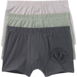 Bokserki (3 pary) bonprix szary z nadrukiem. Bokserki męskie bonprix. Za 44,97 zł.