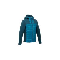 Sweter turystyczny NH500 Hybrid męski. Niebieskie swetry męskie QUECHUA, xs, bez wzorów, z poliesteru, bez kołnierzyka, bez kaptura. W wyprzedaży za 59,99 zł.