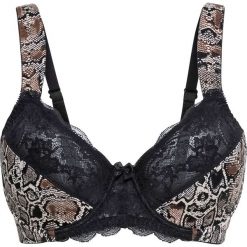 Biustonosz minimizer bonprix wzór skóry węża. Pomarańczowe biustonosze bonprix, z aplikacjami, ze skóry. Za 32,99 zł.