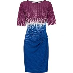 Sukienka z dżerseju bonprix fuksja - bialo-niebieski. Różowe sukienki damskie bonprix, bez wzorów, z dżerseju, bez kołnierzyka, bez rękawów. Za 124,99 zł.