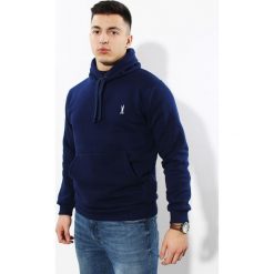 Bluza z kapturem Navy. Niebieskie bluzy męskie Edward Orlovski, s, bez wzorów, z bawełny, z kapturem, bez rękawów, z kapturem. Za 140,00 zł.