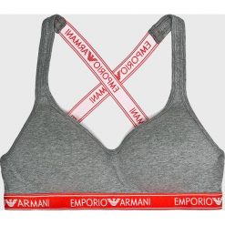Emporio Armani - Biustonosz. Szare biustonosze Emporio Armani, z haftami, z elastanu. W wyprzedaży za 149,90 zł.