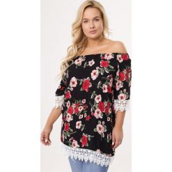 Czarna Bluzka Wondrous. Czarne bluzki damskie Born2be, xl, w kwiaty, z koronki, bez kołnierzyka, bez rękawów. Za 39,99 zł.