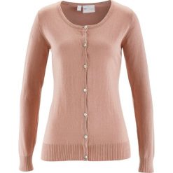Kardigany damskie: Sweter rozpinany z domieszką jedwabiu bonprix stary jasnoróżowy