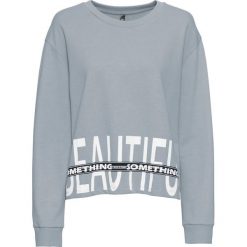 Bluza dresowa bonprix srebrnoszary z nadrukiem. Szare bluzy damskie bonprix, z dresówki, bez kaptura. Za 59,99 zł.