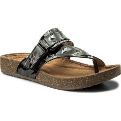 Japonki CLARKS - Rosilla Durham 261325564 Black Patent Leather. Czarne klapki damskie Clarks, bez wzorów, ze skóry, bez obcasa. W wyprzedaży za 179,00 zł.