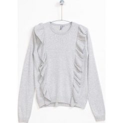 Lemon Explore - Sweter dziecięcy 122-164 cm. Szare swetry dziewczęce marki LEMON explore, z aplikacjami, z bawełny, z okrągłym kołnierzem, z krótkim rękawem, krótkie, bez kaptura. W wyprzedaży za 49,90 zł.