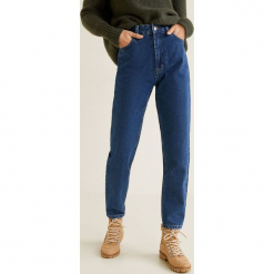Mango - Jeansy Mommy. Zielone jeansy damskie Mango, z podwyższonym stanem. W wyprzedaży za 69,90 zł.