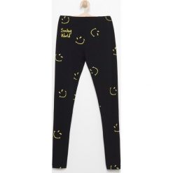 Legginsy dziewczęce: Legginsy z nadrukiem smiley world – Czarny