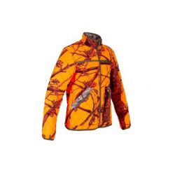 Kurtka myśliwska ocieplana dwustronna camo/fluo. Brązowe kurtki męskie SOLOGNAC, xl, bez wzorów, z poliesteru, bez kaptura. Za 149,99 zł.