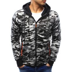 Bluzy męskie: Bluza męska camo rozpinana szara z kapturem (bx3261)