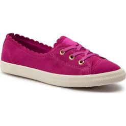 Tenisówki CONVERSE - Ctas Ballet Lace Ox 563484C Active Fuschia/Gold/Egret. Różowe półbuty damskie Converse, bez wzorów, ze skóry, bez zapięcia. W wyprzedaży za 199,00 zł.
