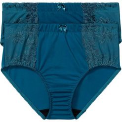 Figi wyszczuplające (2 pary) bonprix niebieskozielony - ciemnoniebieski + ciemnoniebieski. Niebieskie majtki damskie wyszczuplające bonprix, z haftami. Za 35,98 zł.