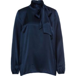 Bluzka bonprix ciemnoniebieski. Niebieskie bluzki damskie marki bonprix, eleganckie, ze stójką, z długim rękawem. Za 54,99 zł.