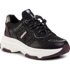 Sneakersy DOCKERS - 44DC206-610173 Schwarz/Bordo. Czarne półbuty damskie DOCKERS, na co dzień, bez wzorów, ze skóry ekologicznej, bez obcasa, na płaskiej podeszwie, bez zapięcia. W wyprzedaży za 199,00 zł.