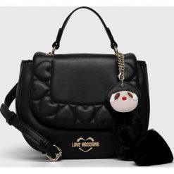 Love Moschino - Torebka. Czarne torebki klasyczne damskie Love Moschino, w paski, ze skóry ekologicznej, eleganckie, średnie, bez dodatków. Za 899,90 zł.
