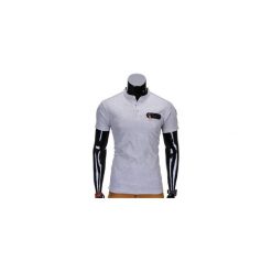 T-shirt męski bez nadruku S665 - szary. Szare t-shirty męskie Ombre Clothing, s, z nadrukiem, z bawełny, ze stójką. Za 29,00 zł.