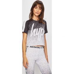 Hype - Top. Czarne bluzki damskie Hype, s, z nadrukiem, z elastanu, z okrągłym kołnierzem. W wyprzedaży za 79,90 zł.