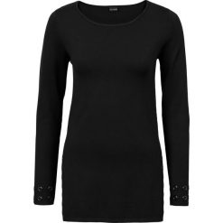 Swetry klasyczne damskie: Sweter z oczkami bonprix czarny