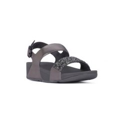 Sandały FitFlop FIT FLOP SPARKLIE CRYSTAL. Szare sandały damskie marki FitFlop, bez wzorów, bez obcasa, bez zapięcia. Za 365,94 zł.