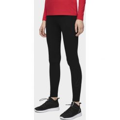 Legginsy treningowe damskie LEG001 - głęboka czerń. Legginsy damskie 4f, bez wzorów, z bawełny. W wyprzedaży za 79,99 zł.