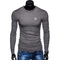 SWETER MĘSKI E122 - GRAFITOWY/MELANŻOWY. Szare swetry klasyczne męskie marki Ombre Clothing, s, z bawełny, klasyczne, z klasycznym kołnierzykiem. Za 49,00 zł.