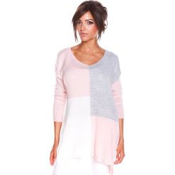 Sweter "Molly" w kolorze jasnoróżowo-szaro-białym. Szare bez kategorii marki 100% Maille, s, z okrągłym kołnierzem. W wyprzedaży za 108,95 zł.