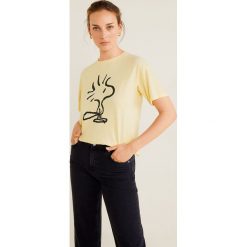 Mango - T-shirt Peanuts. Szare bluzki damskie Mango, s, z nadrukiem, z bawełny, z okrągłym kołnierzem. Za 69,90 zł.