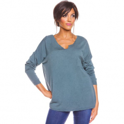 Sweter "Coco" w kolorze szaroniebieskim. Niebieskie swetry klasyczne damskie marki So Cachemire, s, z kaszmiru. W wyprzedaży za 165,95 zł.