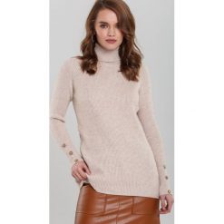 Beżowy Golf Lambsdale. Brązowe swetry damskie Renee, s, bez wzorów, z długim rękawem, długie, bez kaptura. Za 99,99 zł.