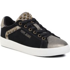 Sneakersy PEPE JEANS - Kioto Rock PLS30922 Black 999. Czarne półbuty damskie Pepe Jeans, na co dzień, bez wzorów, z jeansu, rockowe, bez obcasa, na płaskiej podeszwie, bez zapięcia. W wyprzedaży za 229,00 zł.