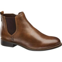 Botki damskie 5th Avenue koniakowe. Brązowe botki damskie na obcasie marki 5th Avenue, z gumy, na zamek. Za 139,00 zł.