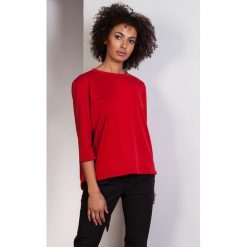 Luźna bluzka-frak, BLU140 czerwony. Czerwone bluzki damskie Lanti, bez wzorów, eleganckie, bez kołnierzyka, bez rękawów. Za 95,00 zł.