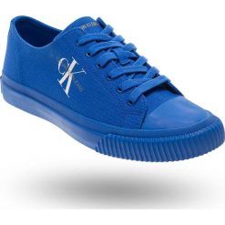 TRAMPKI CALVIN KLEIN JEANS. Niebieskie trampki męskie Calvin Klein Jeans, bez wzorów, z jeansu, na sznurówki. Za 235,00 zł.