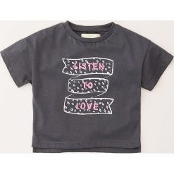 Mango Kids - Top dziecięcy Animal 80-104 cm. Szare topy damskie marki Mango Kids, z nadrukiem, z bawełny, z okrągłym kołnierzem. Za 19,90 zł.