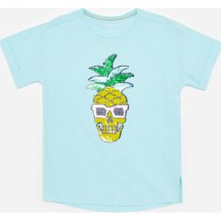 Bawełniany t-shirt z aplikacją -. T-shirty damskie Reserved, z aplikacjami, z bawełny, bez kołnierzyka. Za 29,99 zł.