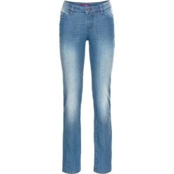 Dżinsy SLIM bonprix niebieski bleached. Niebieskie jeansy damskie bonprix, z jeansu. Za 49,99 zł.